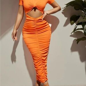 Sexy cut out knot long dress